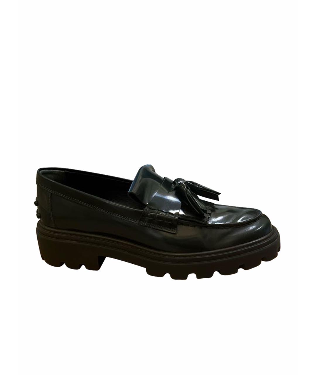 TOD'S Хаки лоферы из лакированной кожи, фото 1