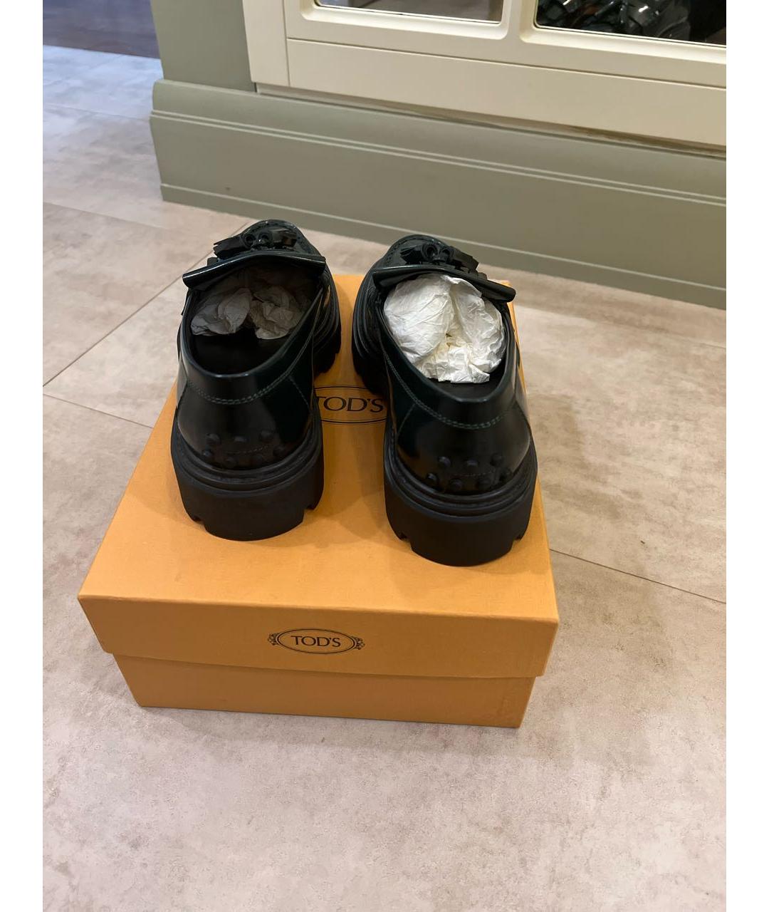 TOD'S Хаки лоферы из лакированной кожи, фото 5