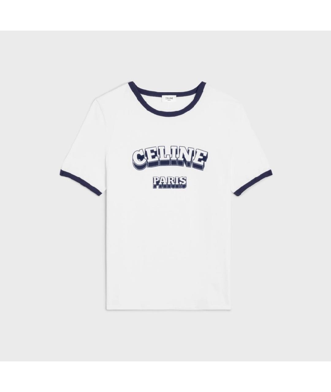 CELINE Белая хлопковая футболка, фото 5