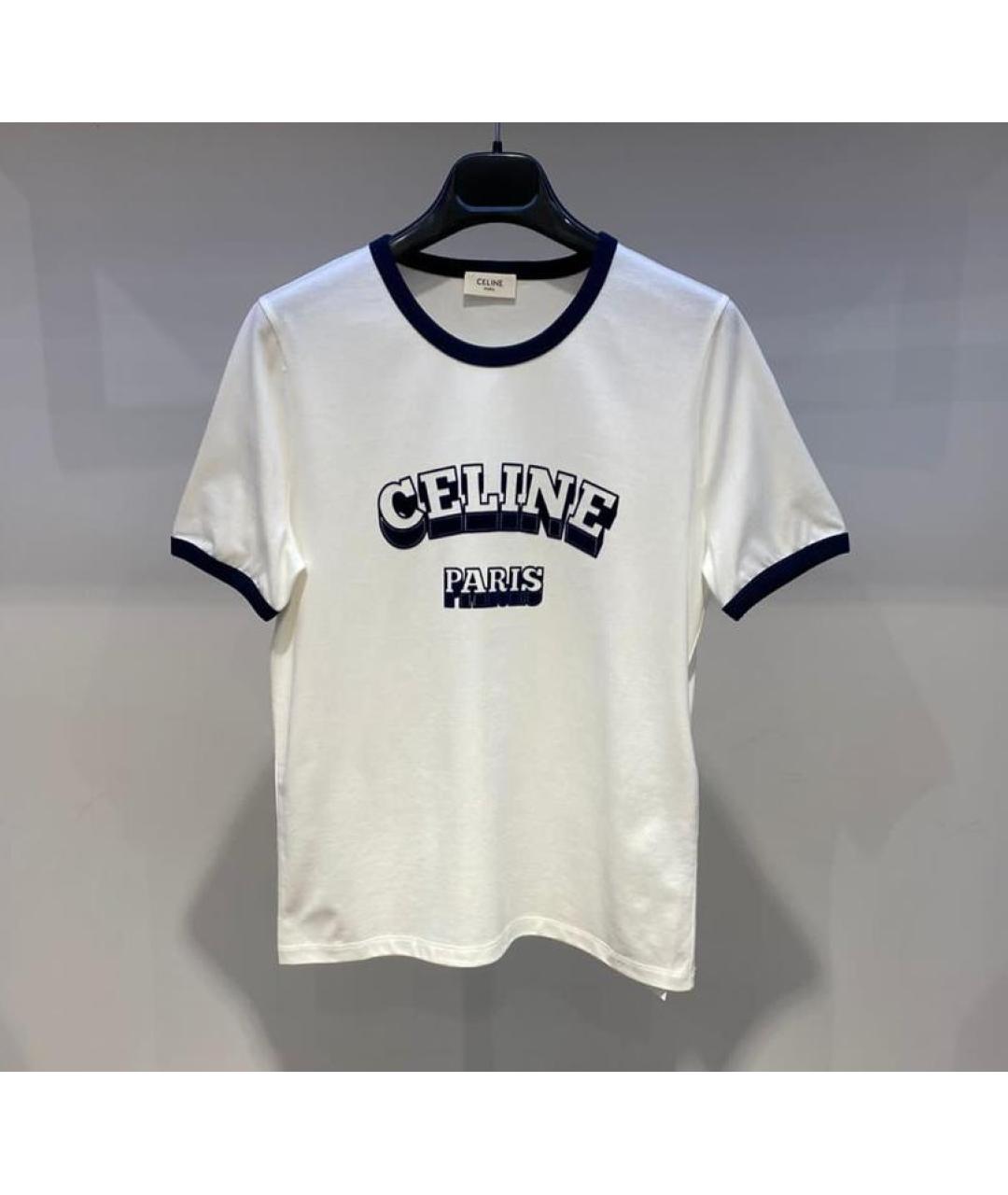 CELINE Белая хлопковая футболка, фото 4