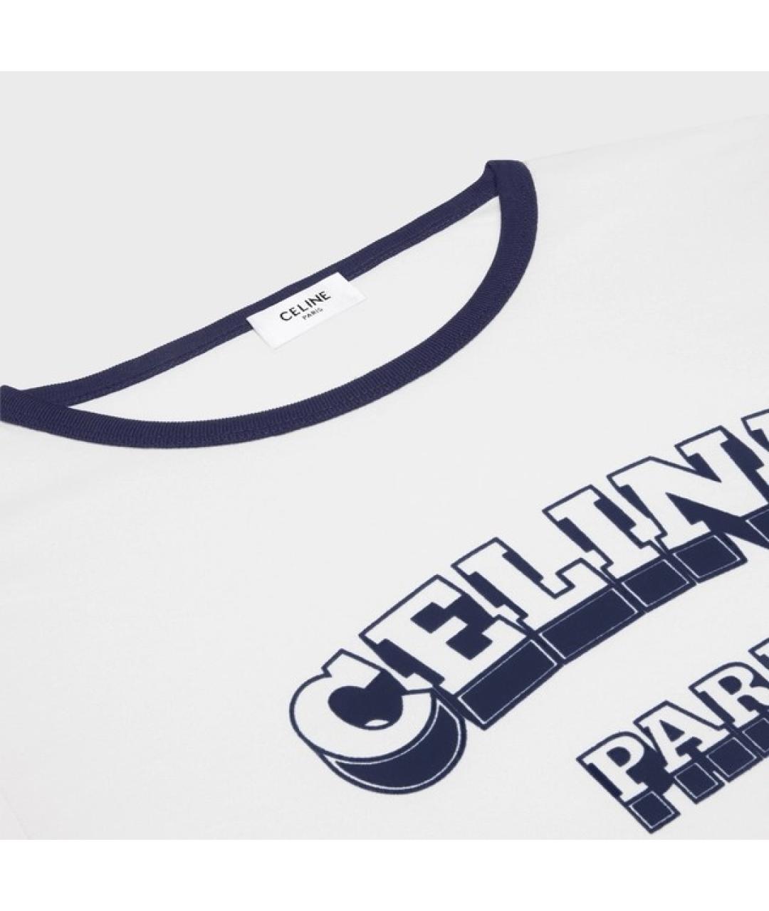 CELINE Белая хлопковая футболка, фото 3