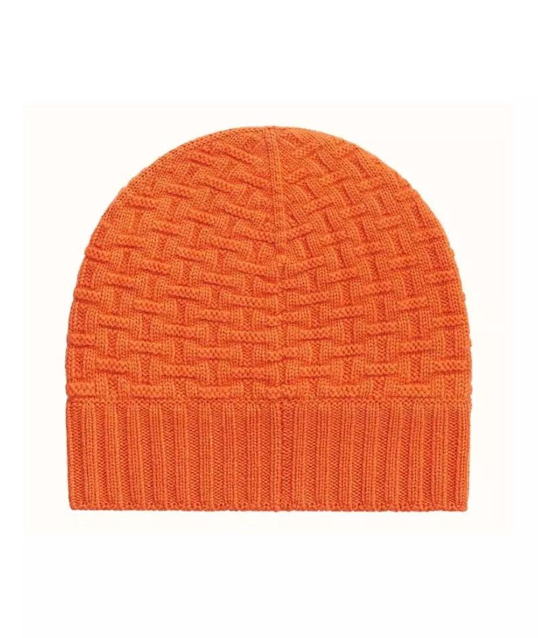 HERMES Оранжевая кашемировая шапка, фото 1