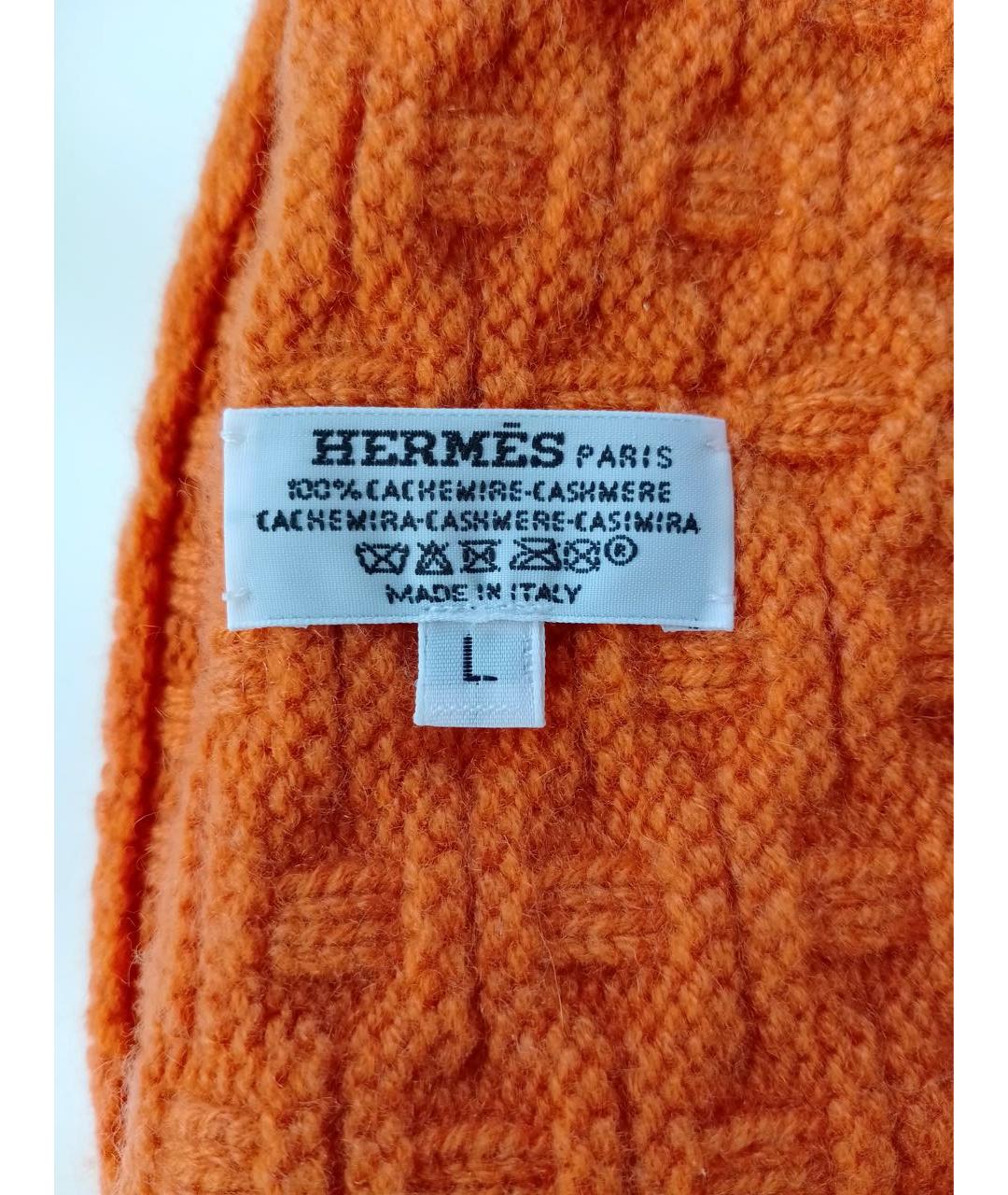 HERMES Оранжевая кашемировая шапка, фото 2
