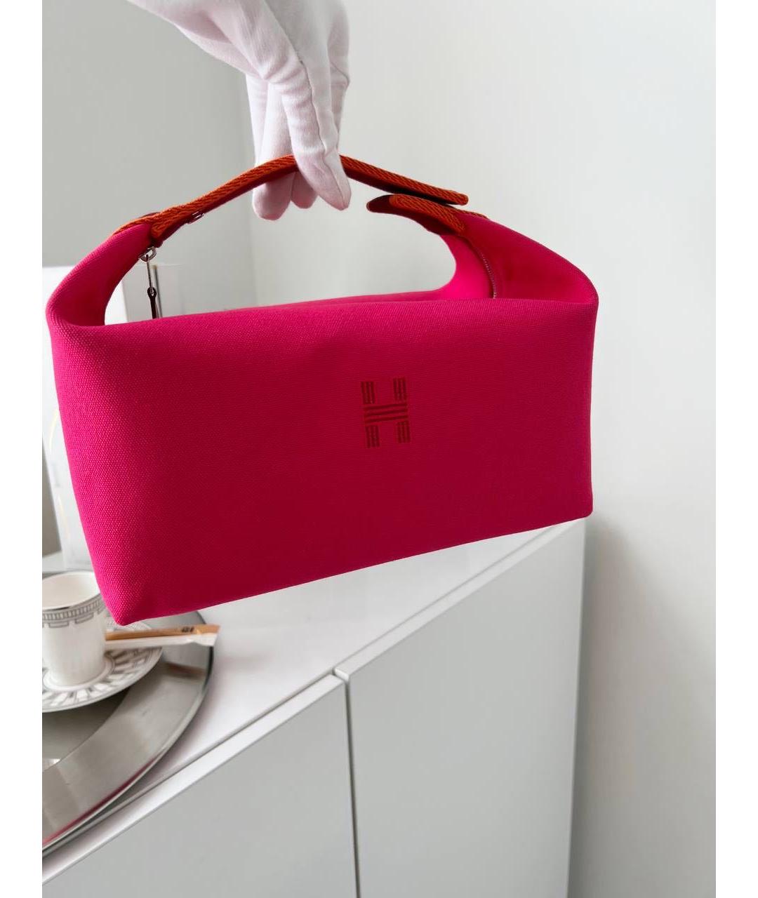 HERMES Фуксия хлопковая косметичка, фото 3