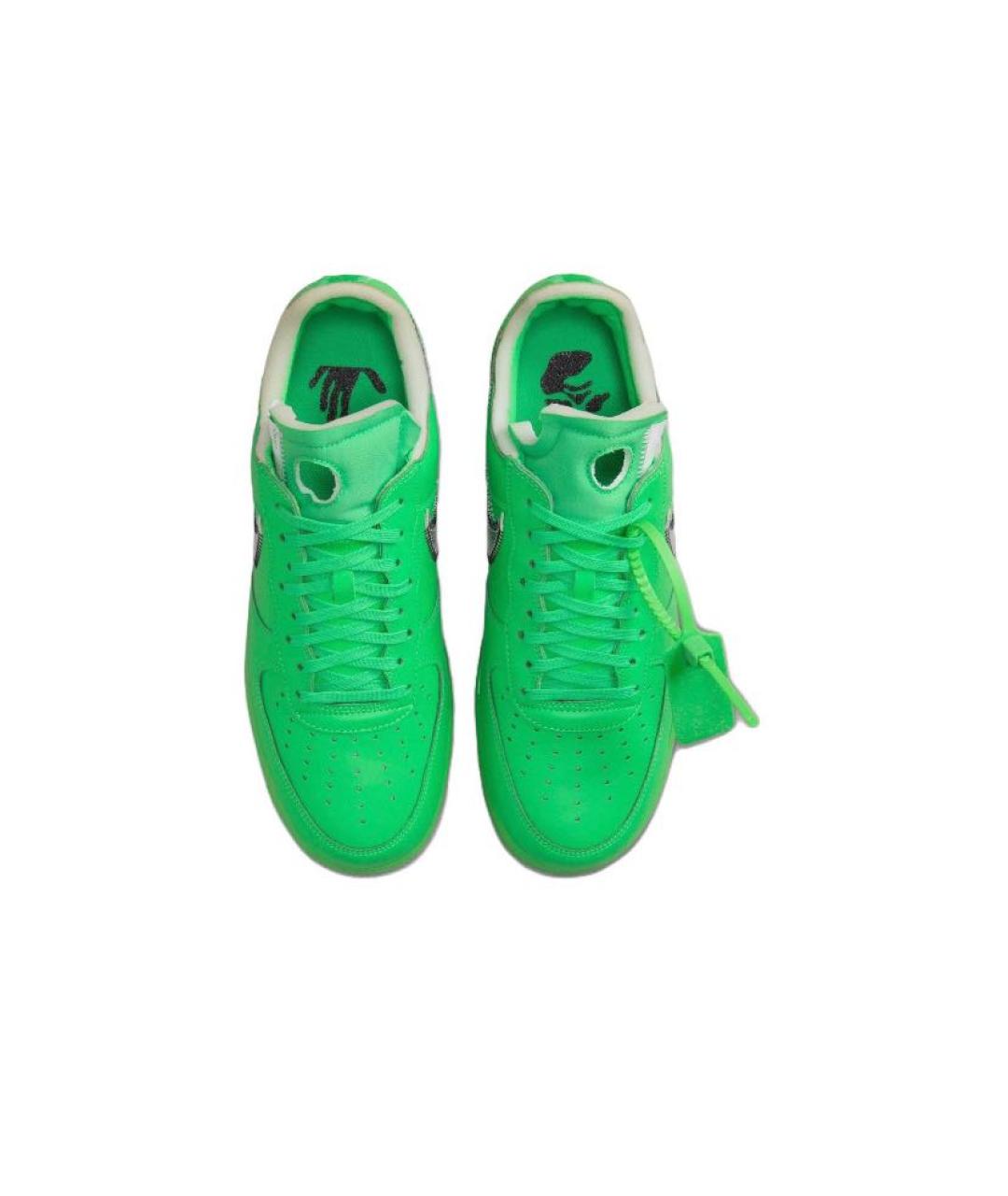 NIKE Зеленые кожаные низкие кроссовки / кеды, фото 3