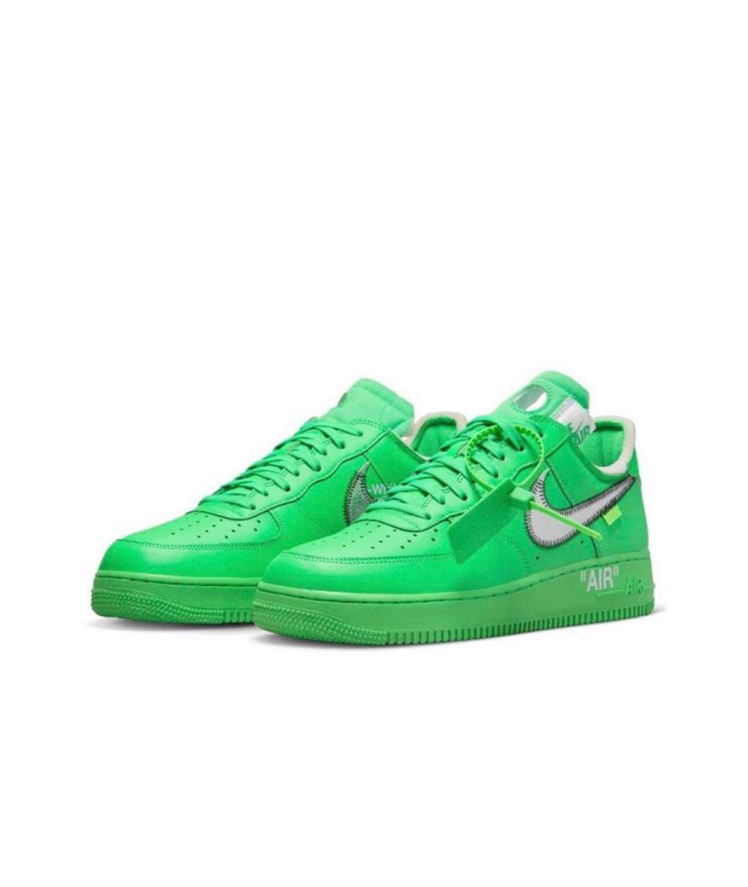 NIKE Зеленые кожаные низкие кроссовки / кеды, фото 2