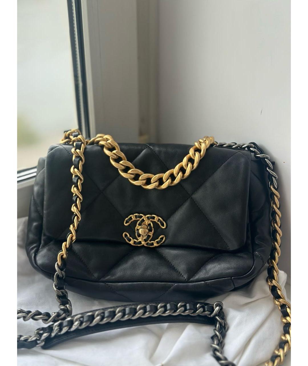 CHANEL PRE-OWNED Черная кожаная сумка через плечо, фото 5