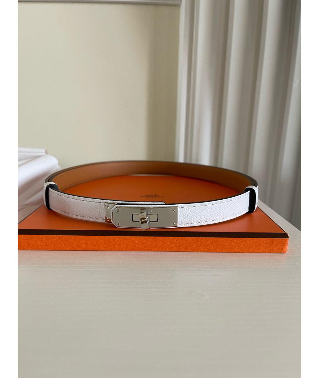 HERMES Белый кожаный ремень, фото 9