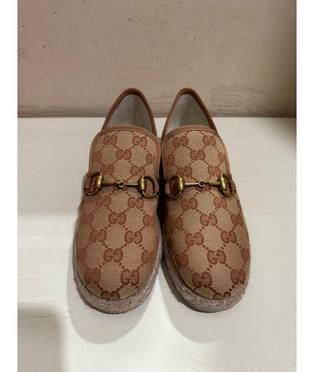 GUCCI Коричневые текстильные лоферы, фото 2