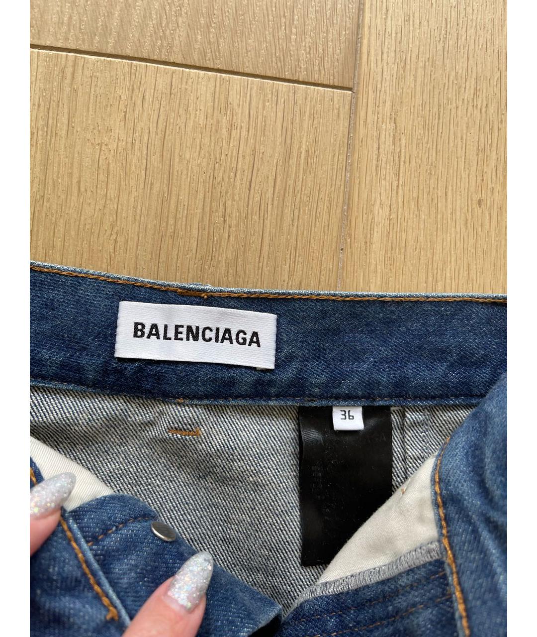 BALENCIAGA Синяя деним юбка миди, фото 4