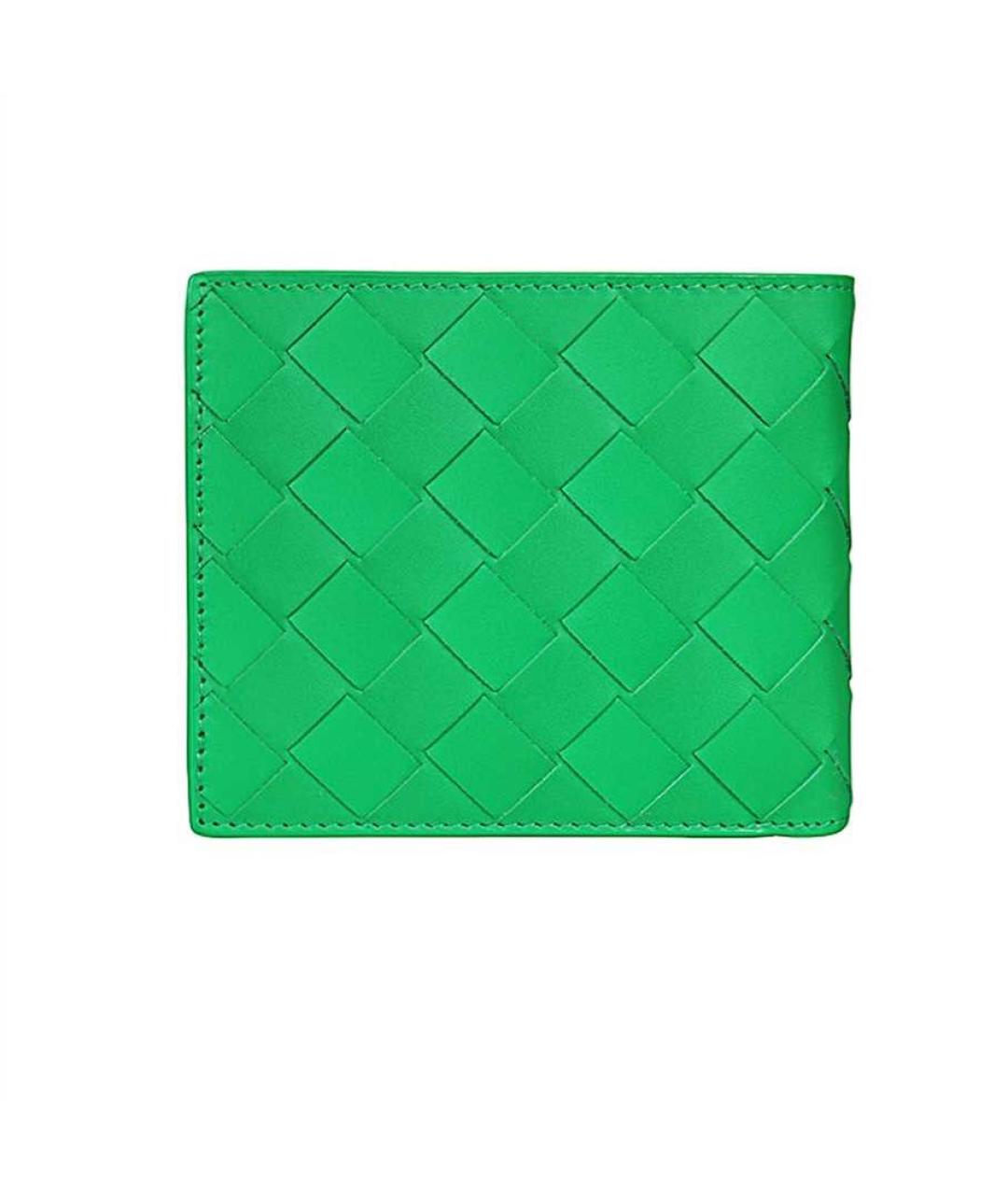 BOTTEGA VENETA Зеленый кожаный кошелек, фото 2