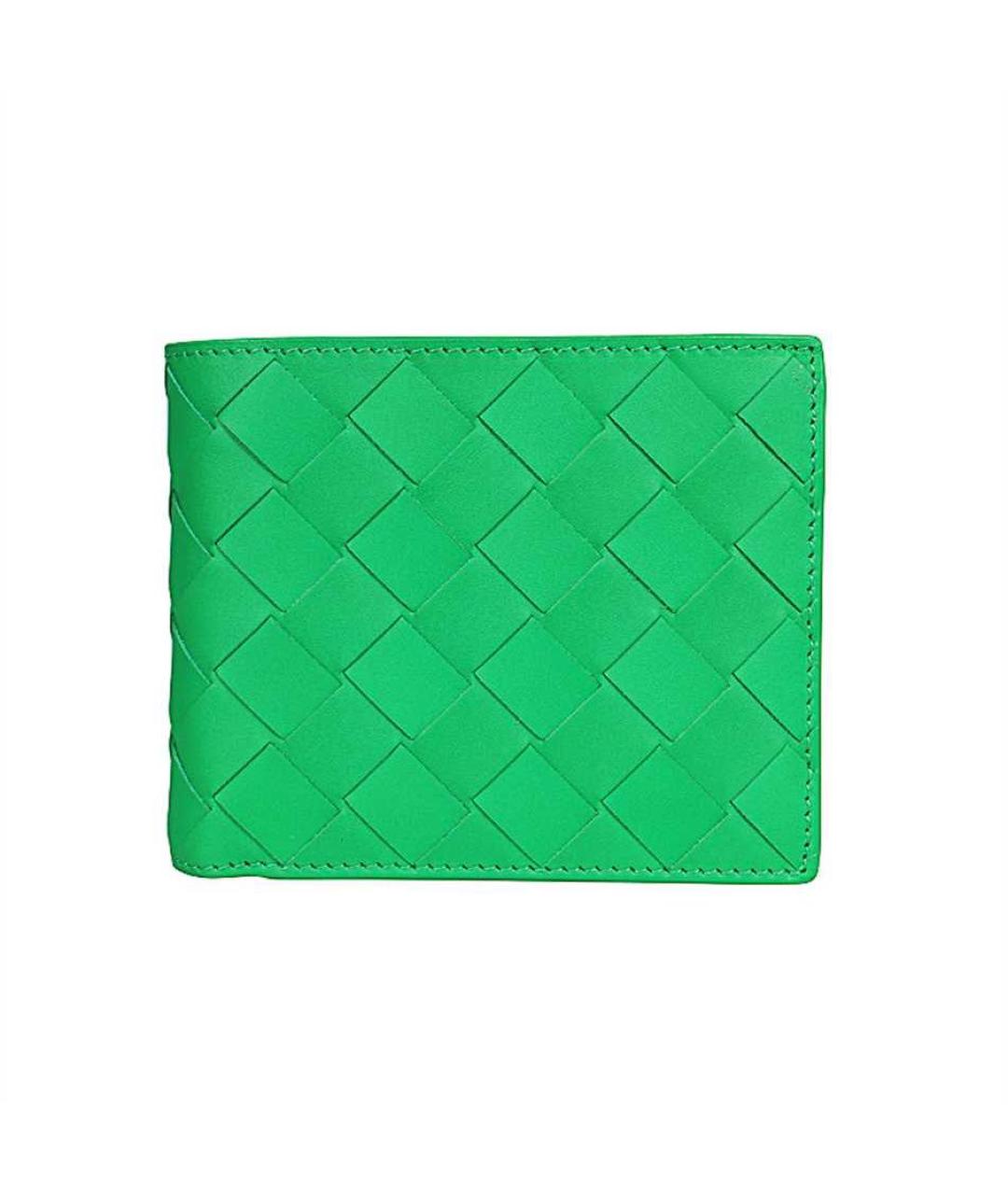 BOTTEGA VENETA Зеленый кожаный кошелек, фото 1