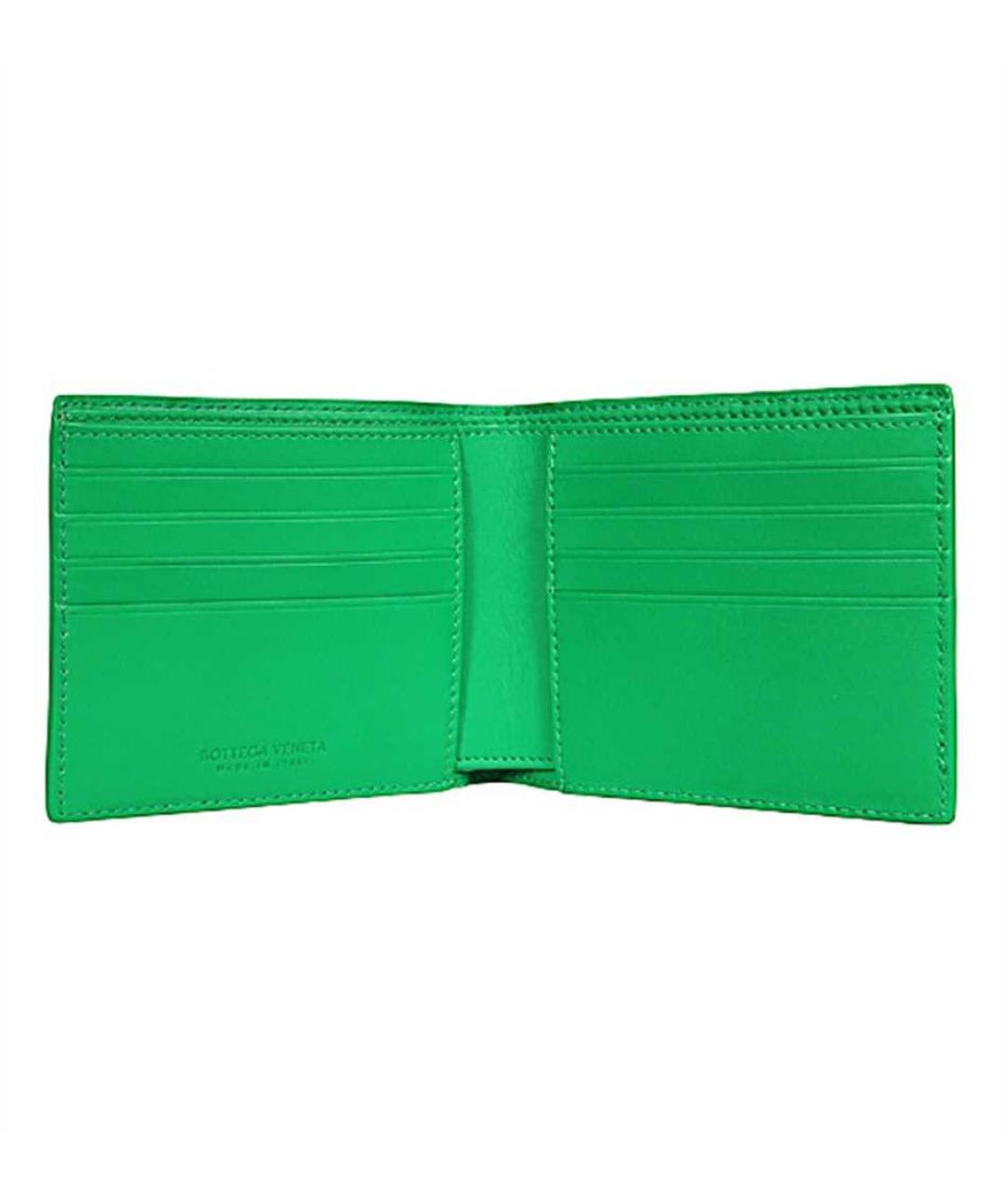 BOTTEGA VENETA Зеленый кожаный кошелек, фото 3