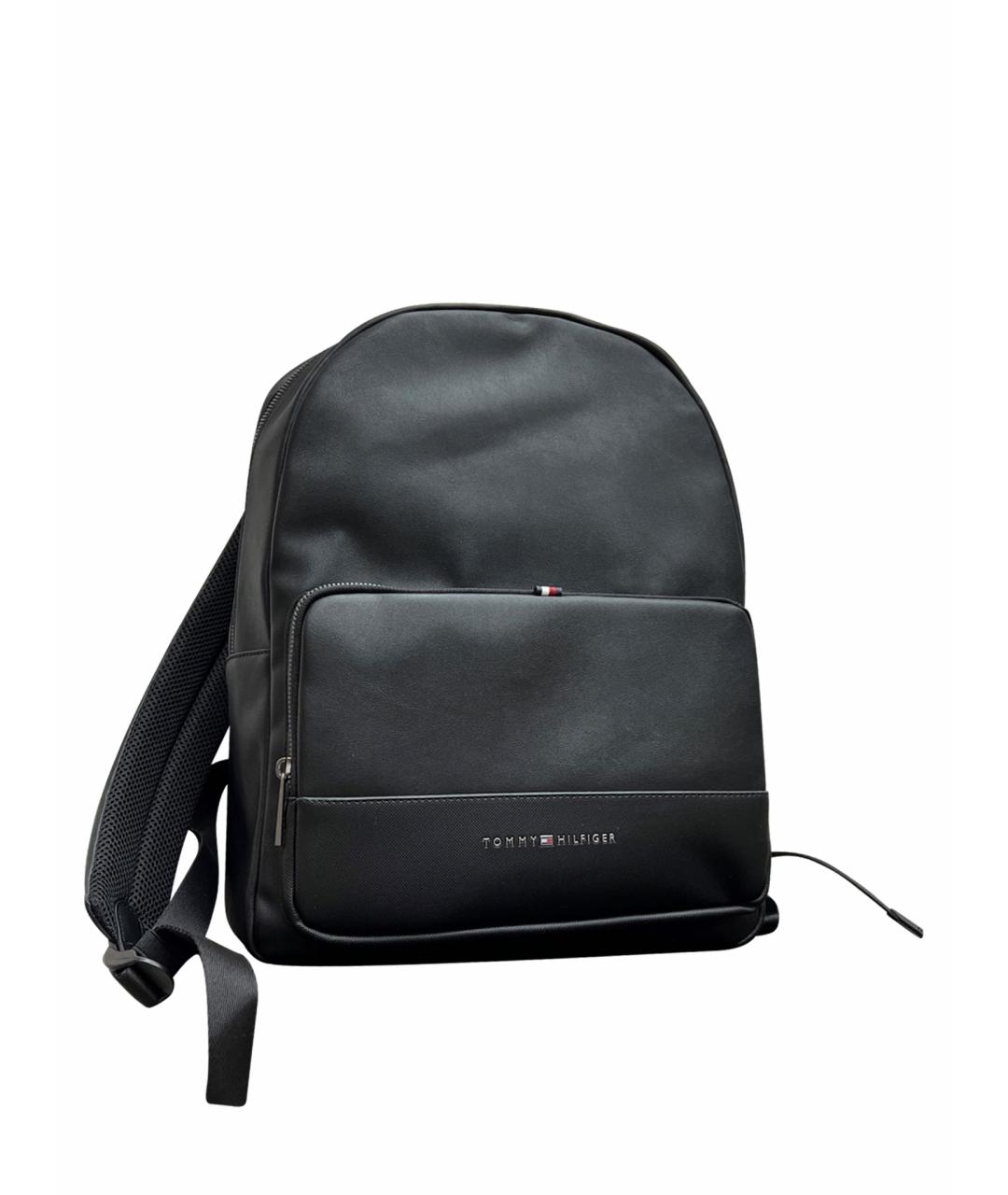 TOMMY HILFIGER Черный кожаный рюкзак, фото 1