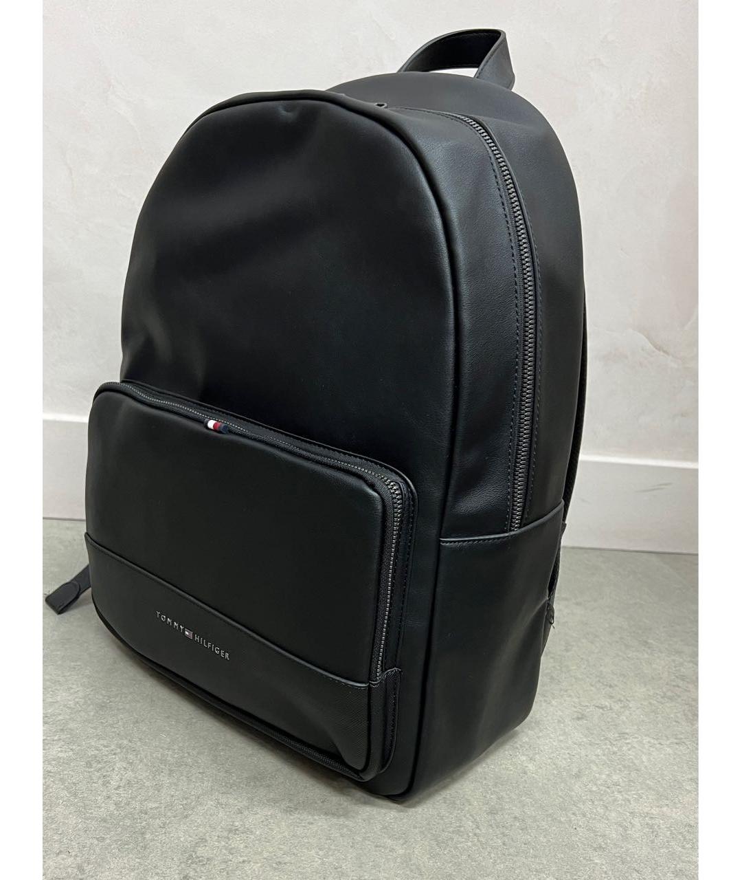 TOMMY HILFIGER Черный кожаный рюкзак, фото 2