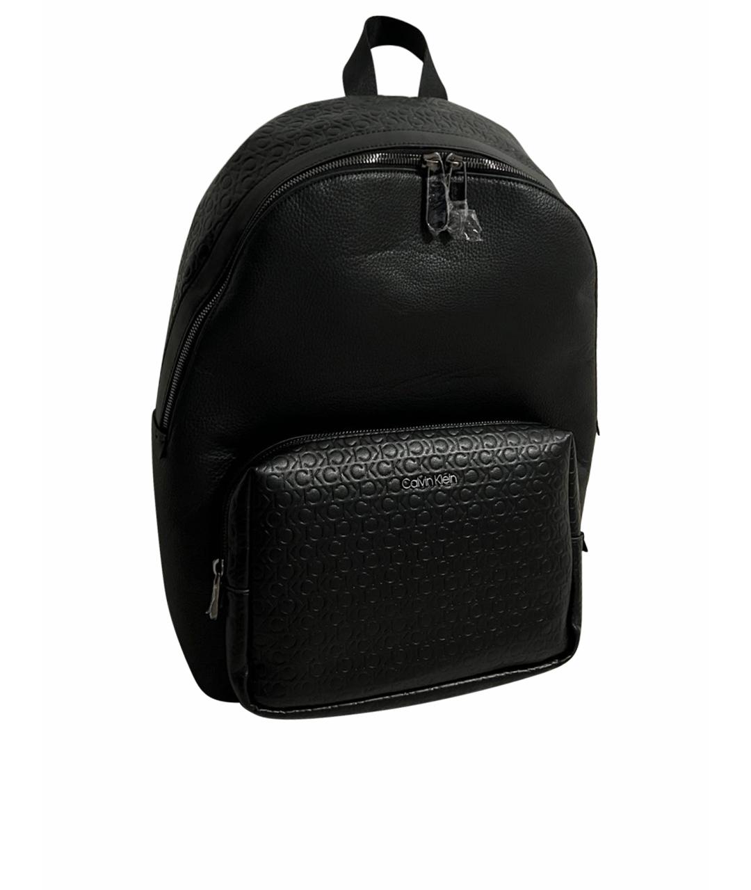 Calvin klein black leather backpack best sale