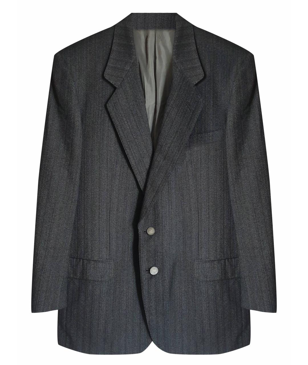 SAINT LAURENT Антрацитовый шерстяной жакет/пиджак, фото 1