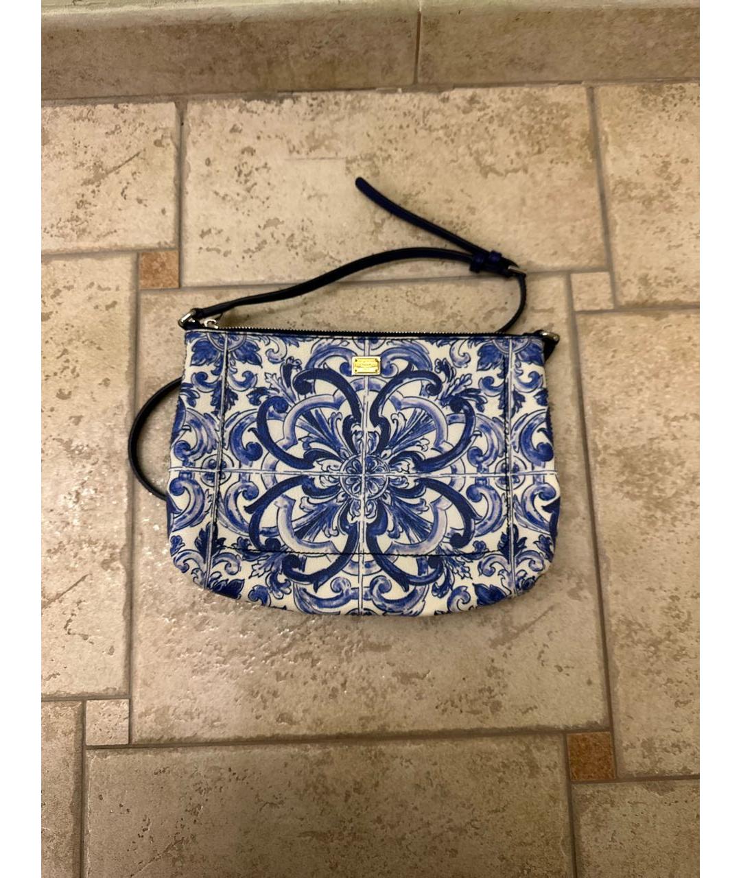 DOLCE&GABBANA Синяя кожаная сумка через плечо, фото 8