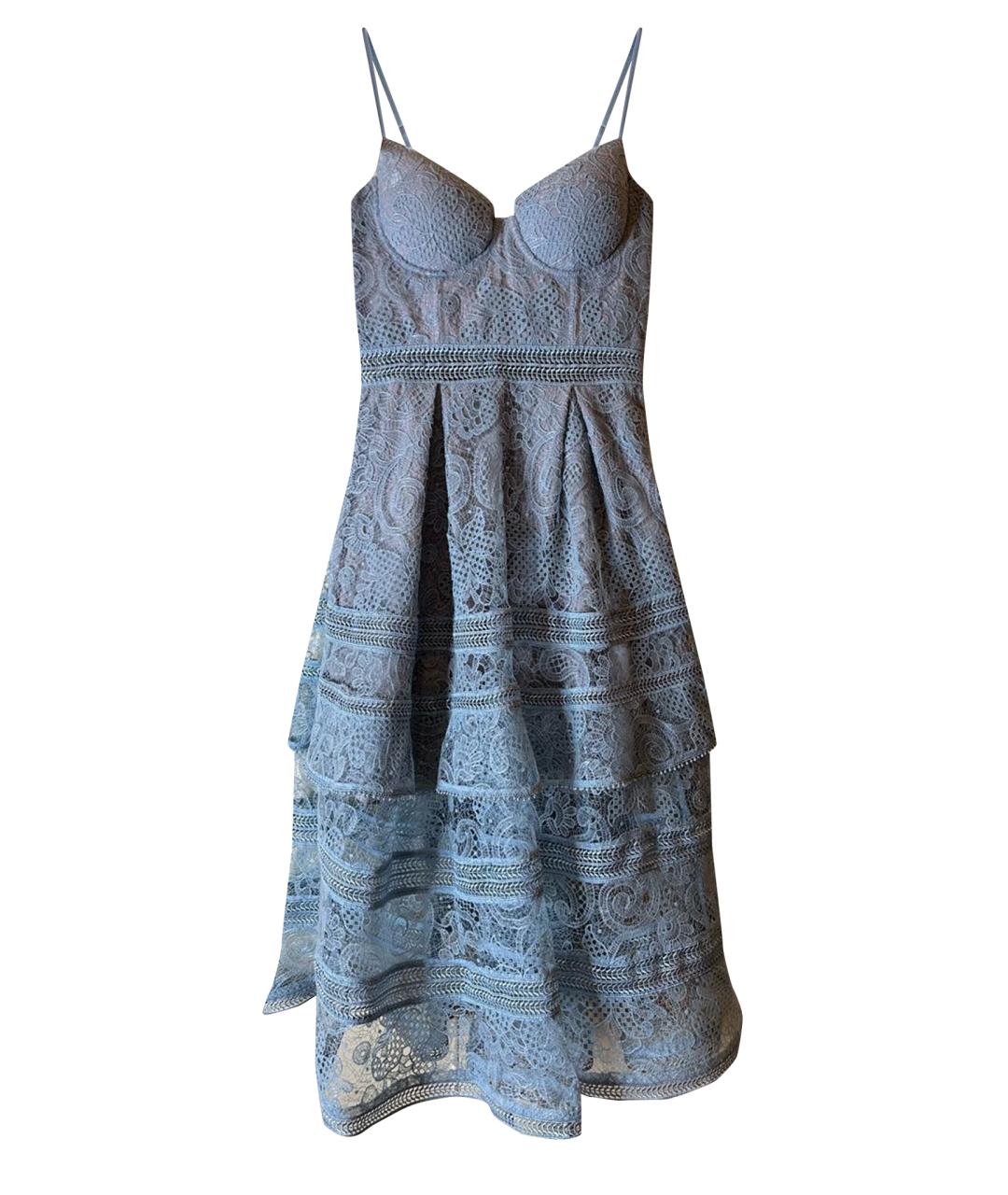 SELF-PORTRAIT Голубое полиэстеровое коктейльное платье, фото 1