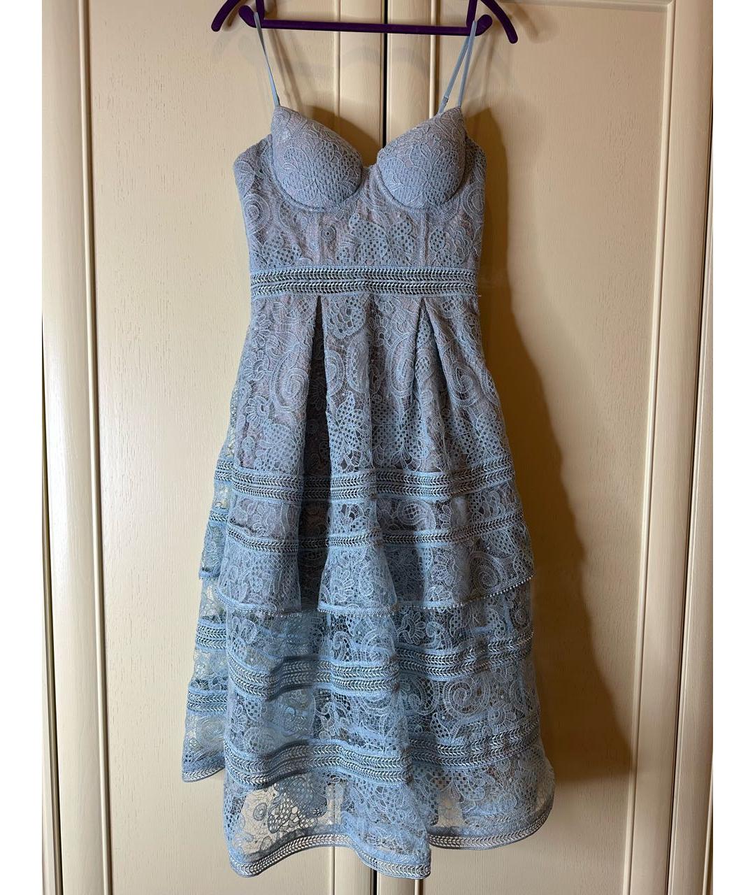 SELF-PORTRAIT Голубое полиэстеровое коктейльное платье, фото 6
