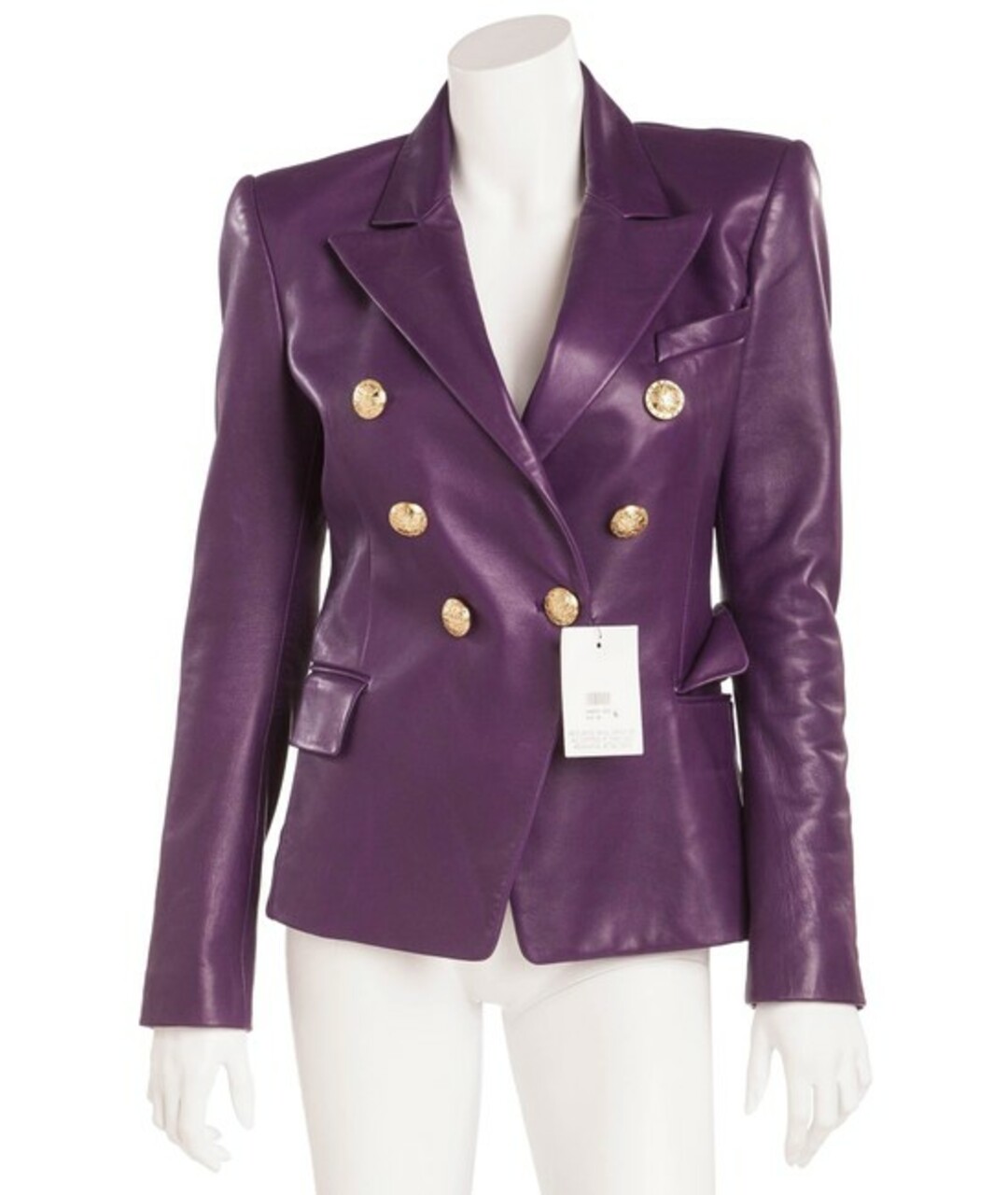 BALMAIN Фиолетовый кожаный жакет/пиджак, фото 9