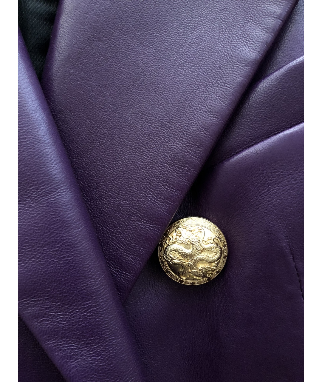 BALMAIN Фиолетовый кожаный жакет/пиджак, фото 5