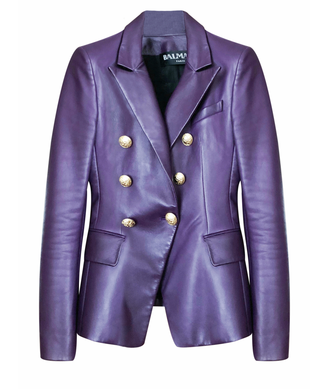 BALMAIN Фиолетовый кожаный жакет/пиджак, фото 1