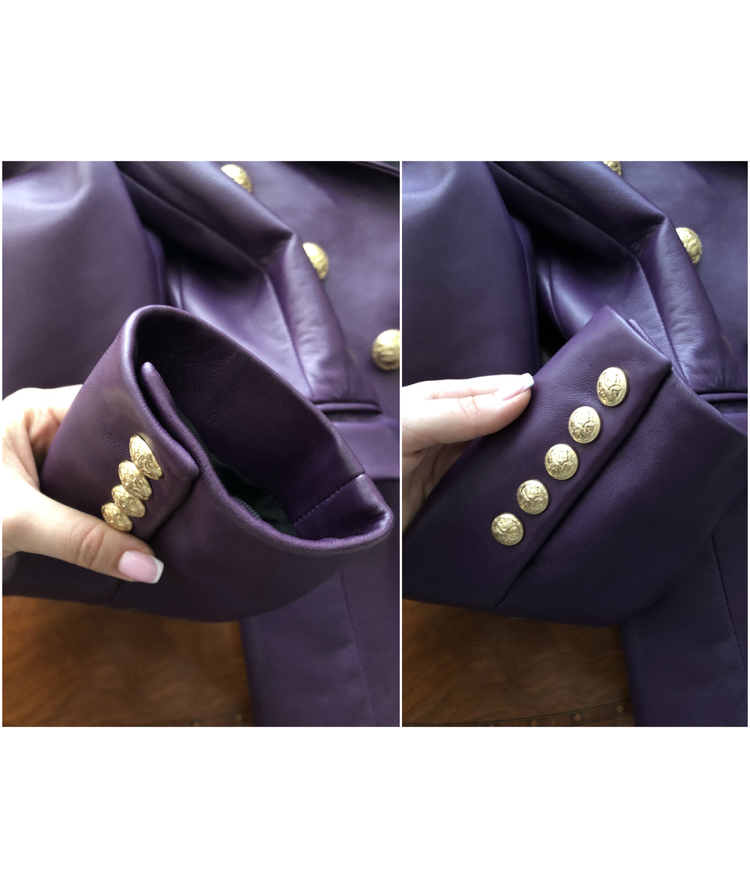 BALMAIN Фиолетовый кожаный жакет/пиджак, фото 4