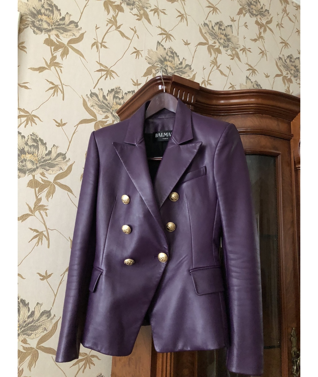 BALMAIN Фиолетовый кожаный жакет/пиджак, фото 6