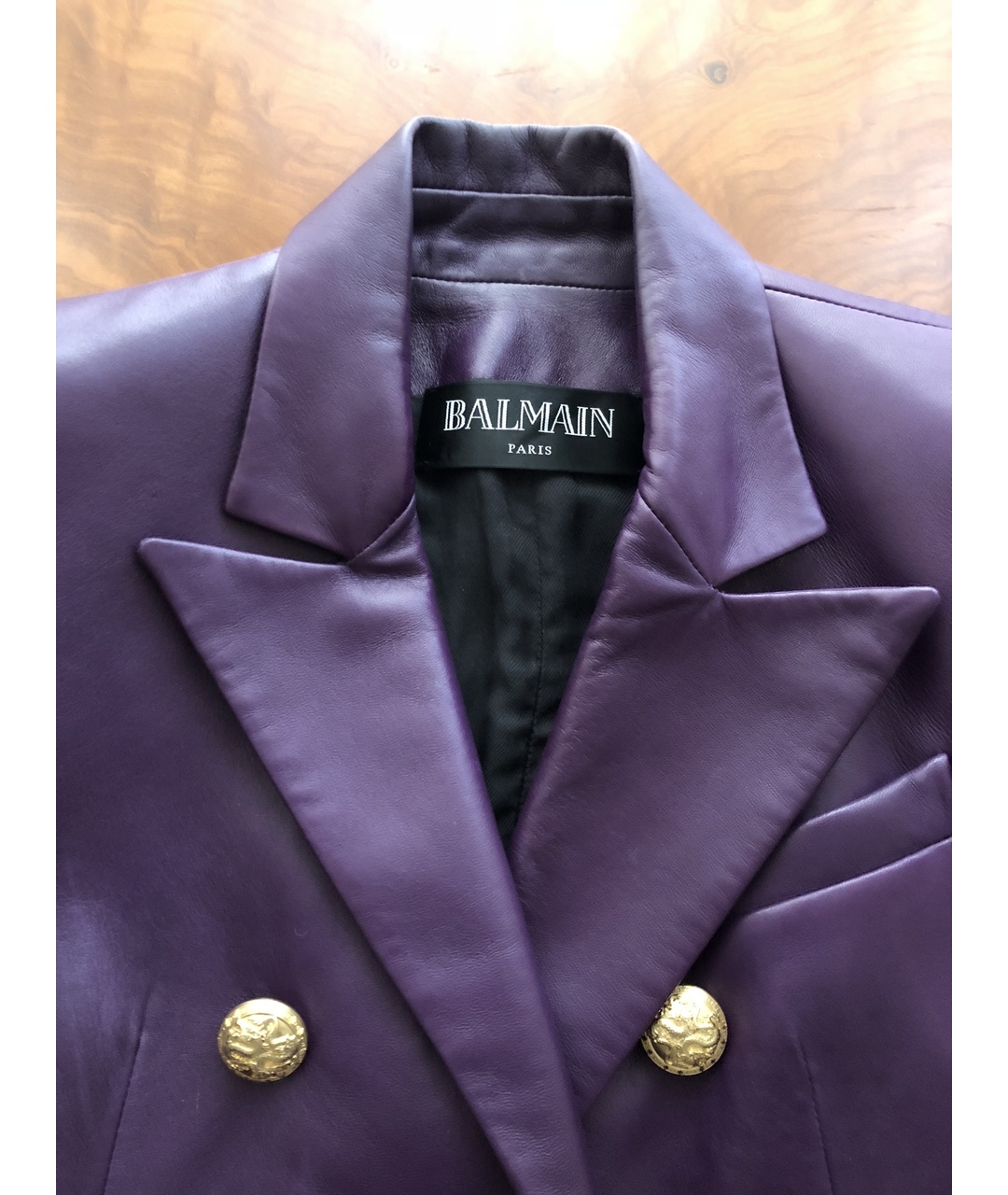 BALMAIN Фиолетовый кожаный жакет/пиджак, фото 8