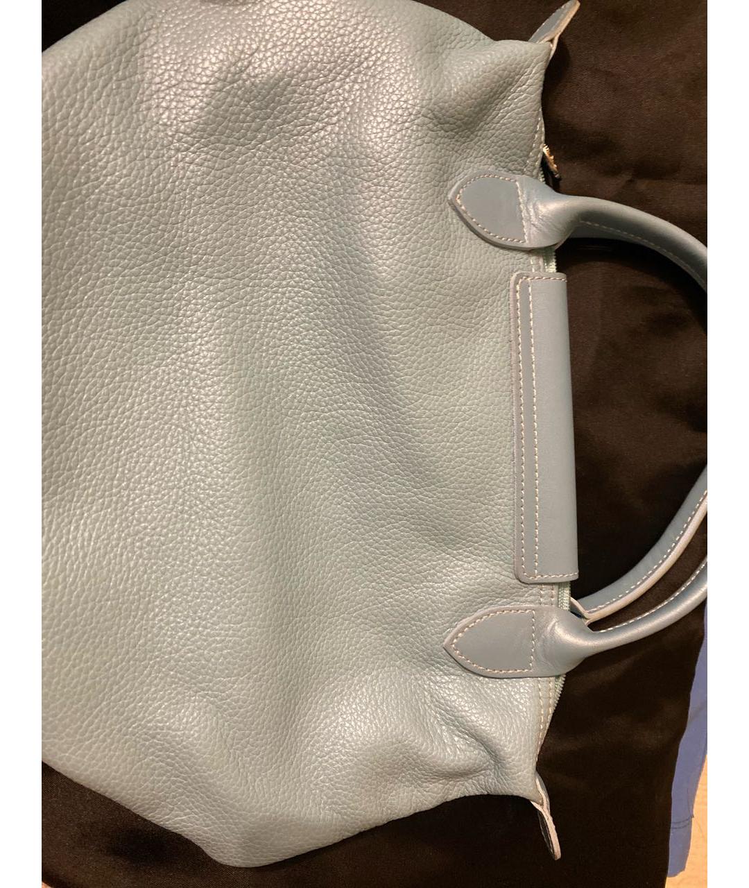 LONGCHAMP Голубая кожаная сумка с короткими ручками, фото 2