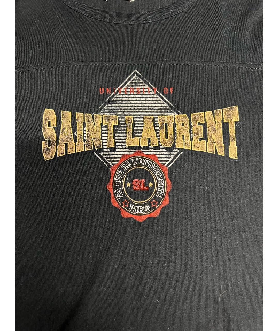 SAINT LAURENT Черная хлопковая футболка, фото 4
