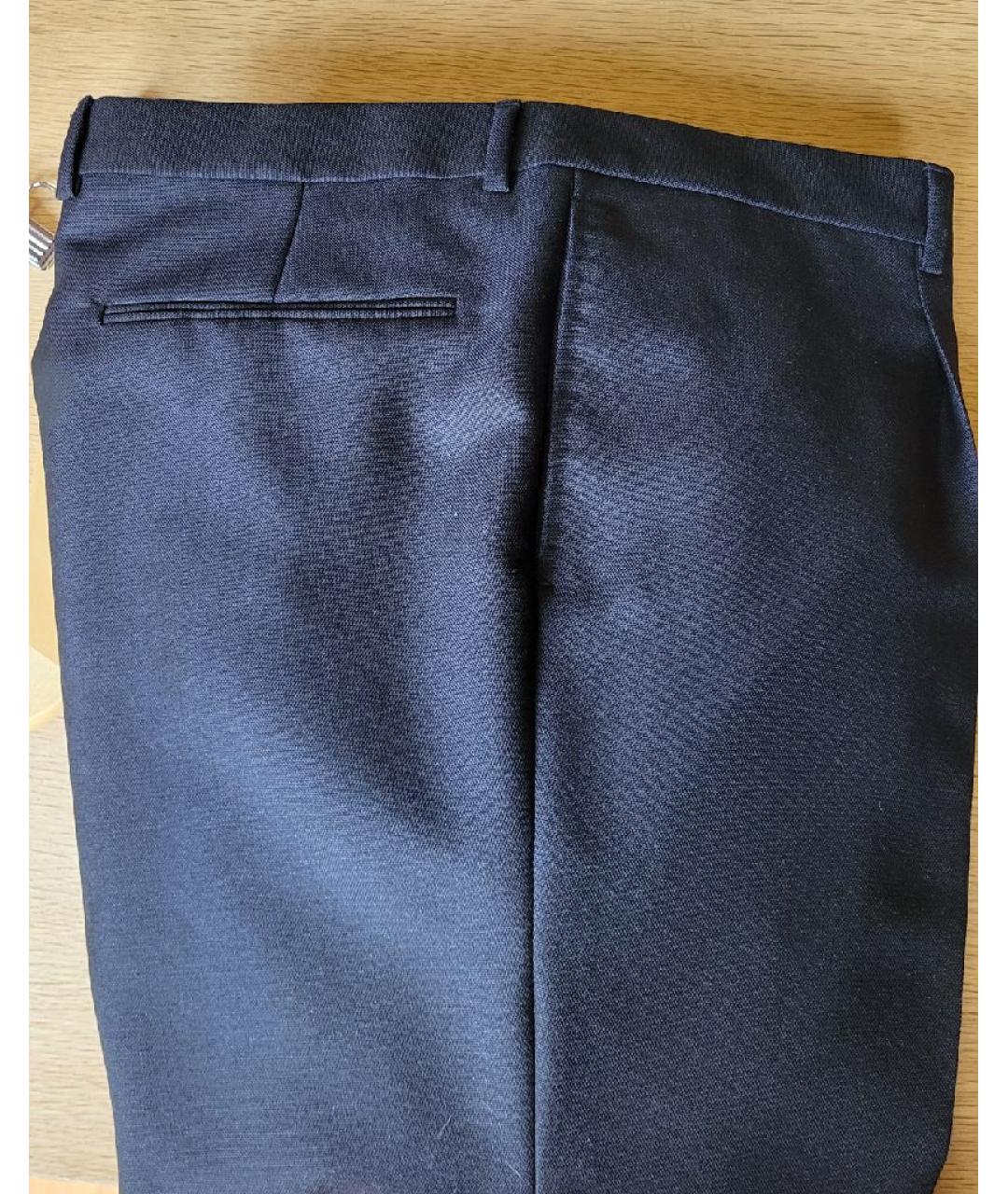 VALENTINO Темно-синие шерстяные классические брюки, фото 4
