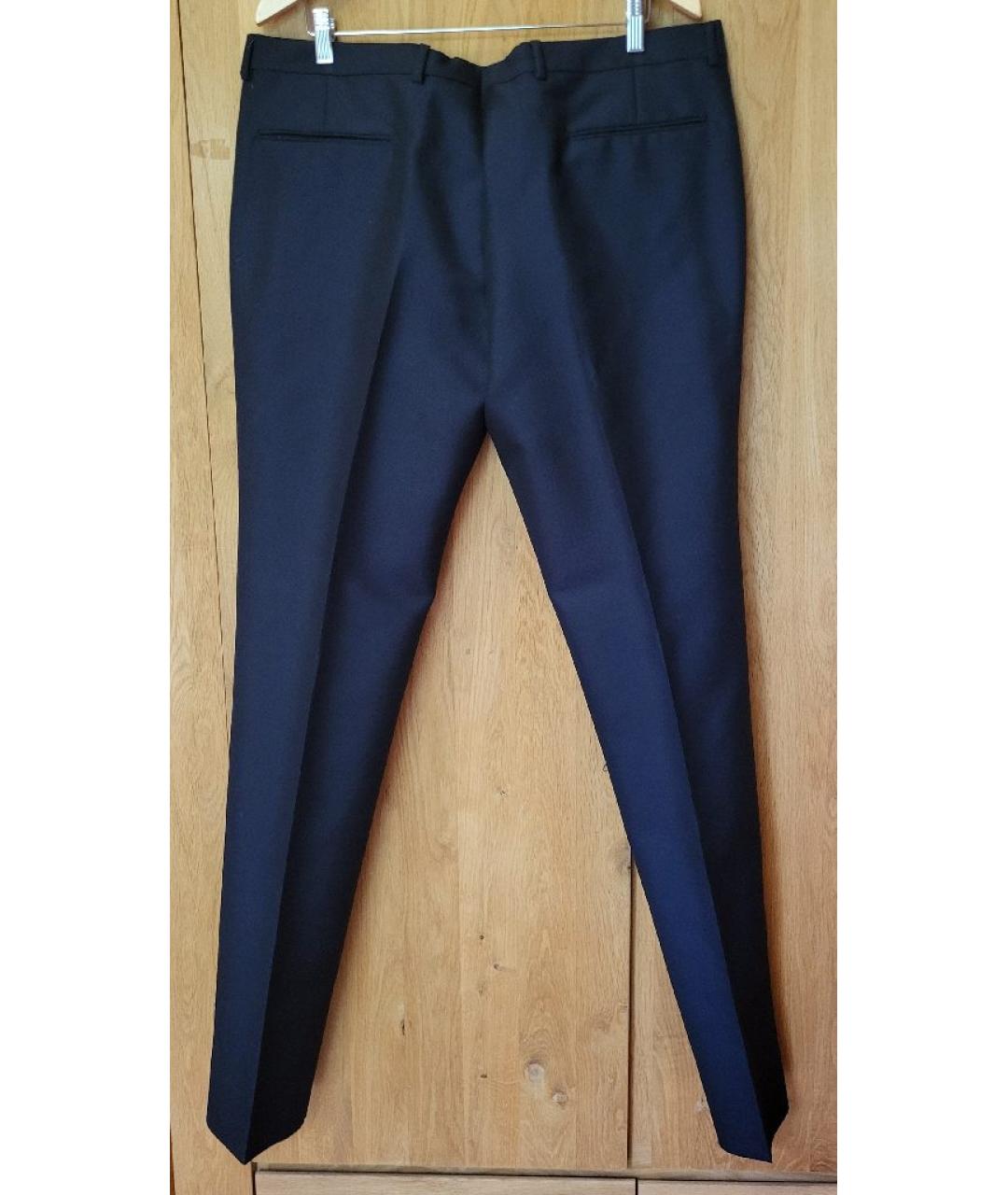 VALENTINO Темно-синие шерстяные классические брюки, фото 2