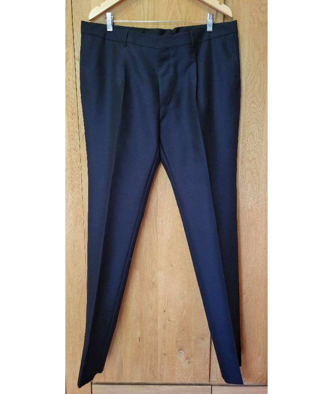 VALENTINO Темно-синие шерстяные классические брюки, фото 8