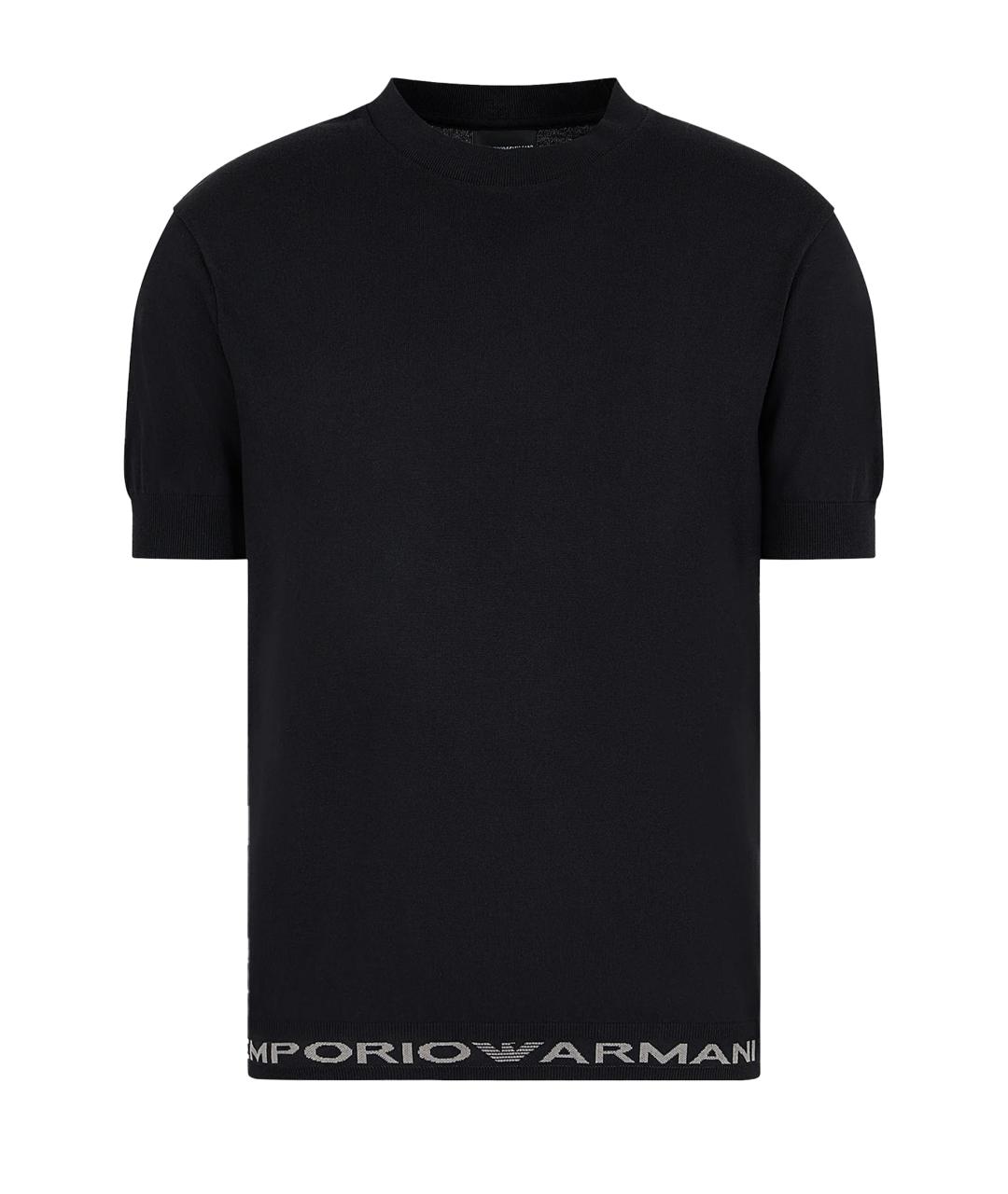 EMPORIO ARMANI Черная хлопковая футболка, фото 1