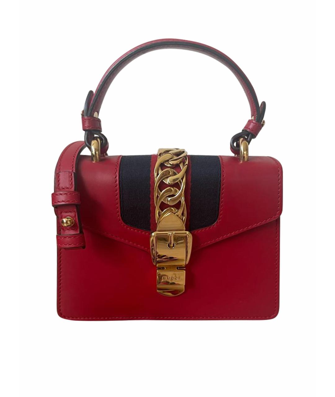 GUCCI Красная кожаная сумка с короткими ручками, фото 1