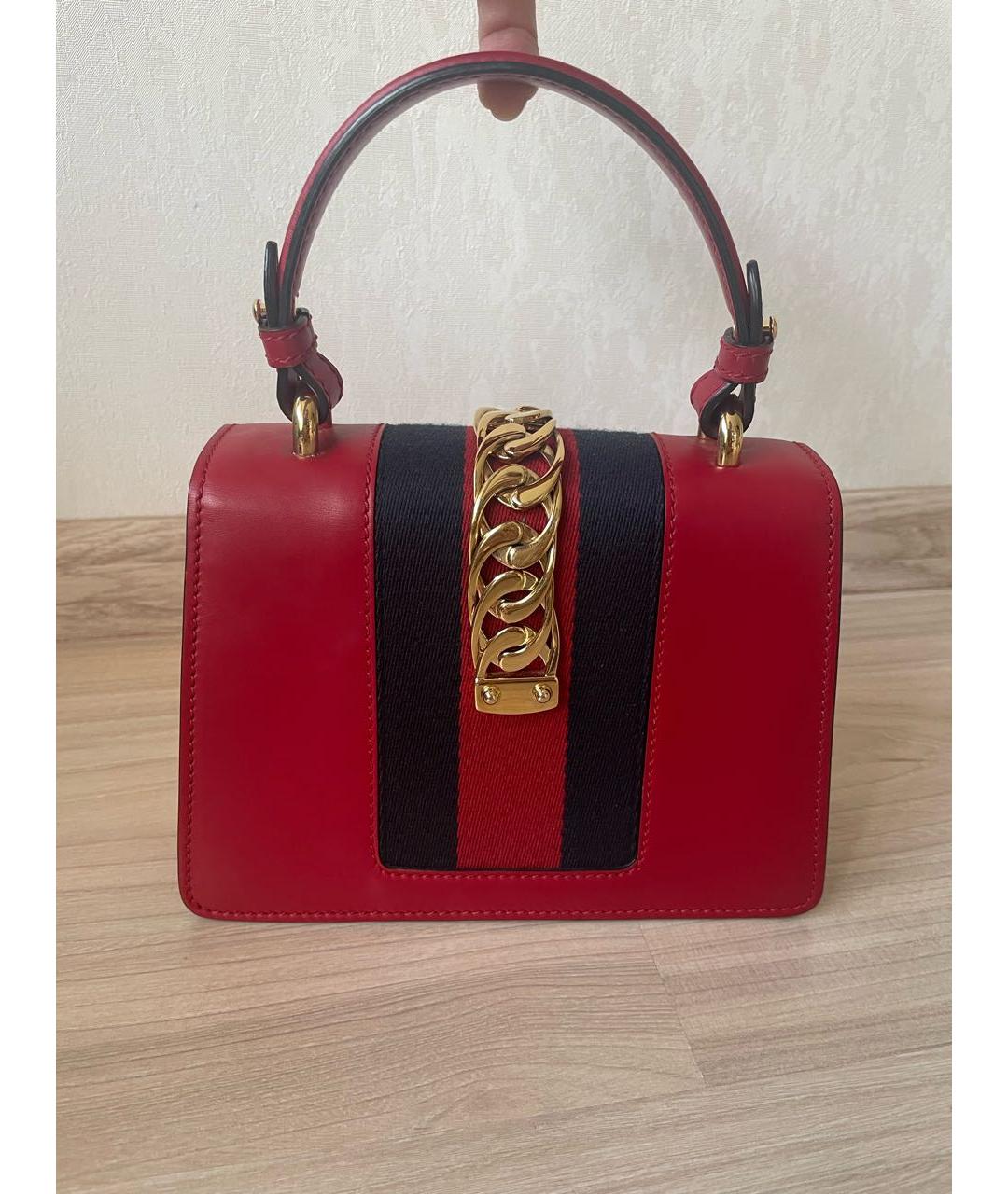 GUCCI Красная кожаная сумка с короткими ручками, фото 2