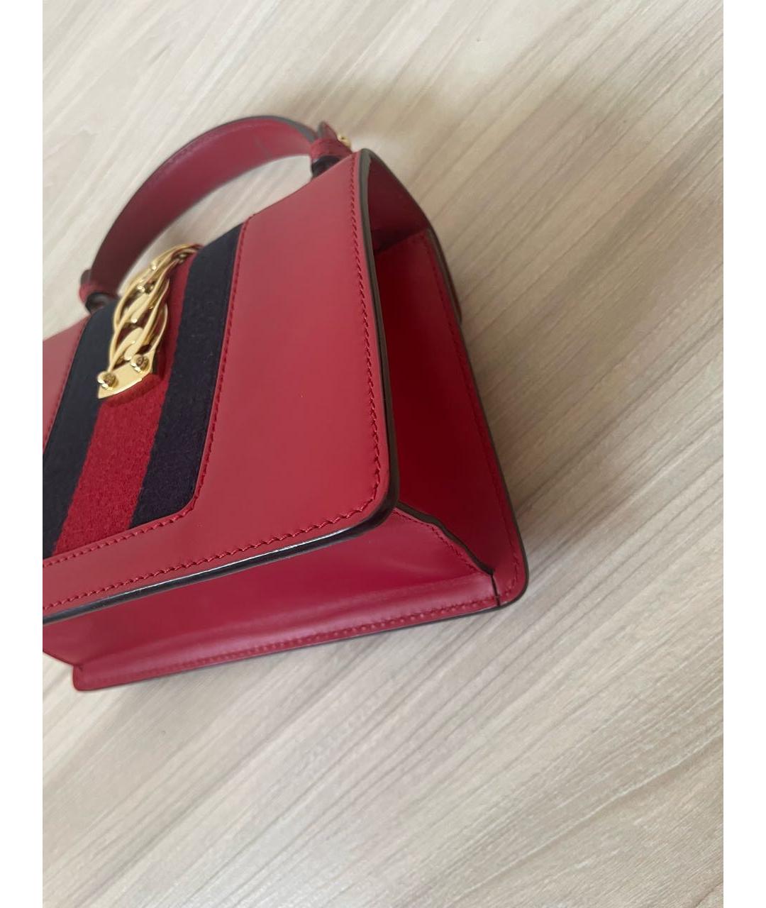 GUCCI Красная кожаная сумка с короткими ручками, фото 5