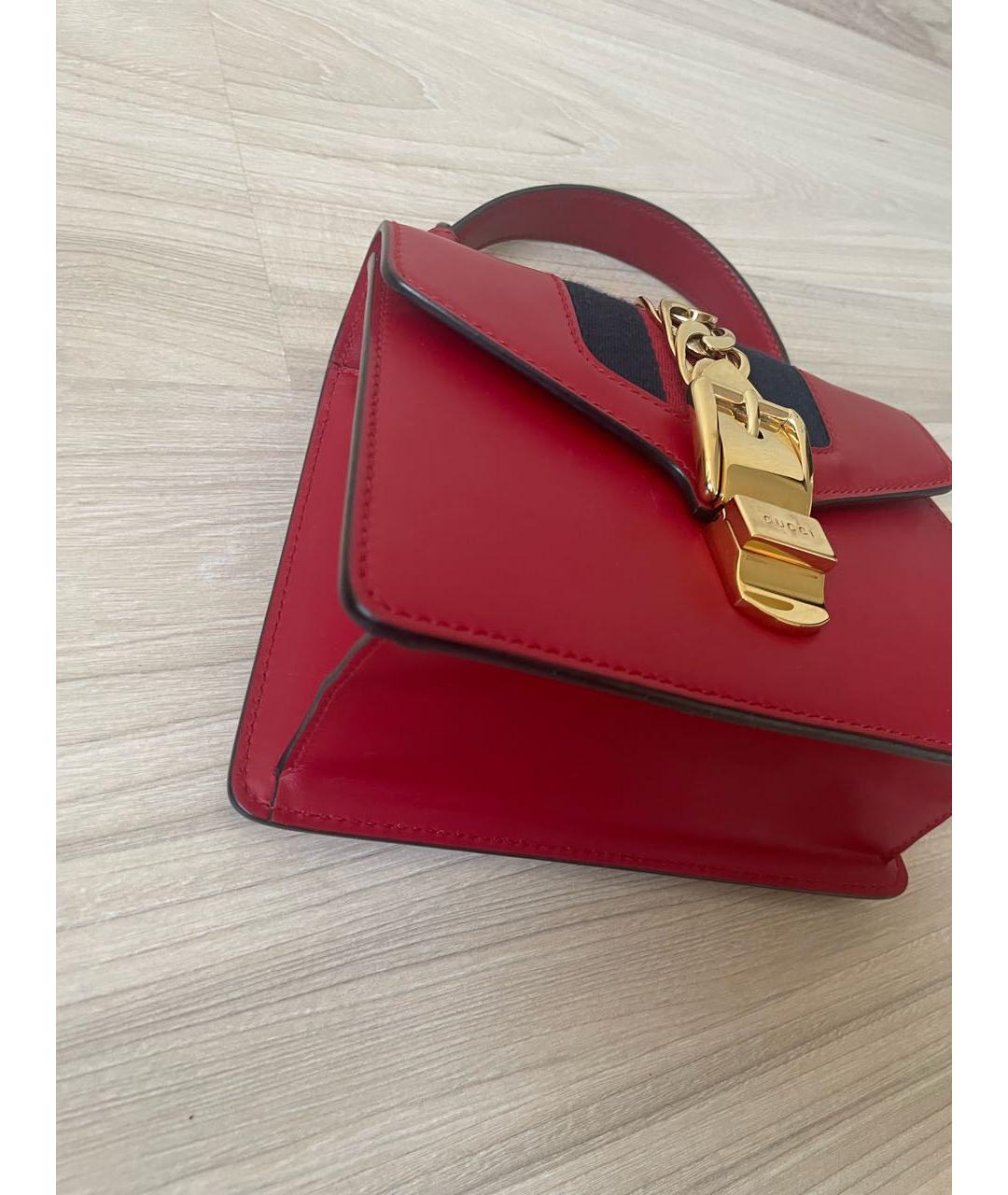 GUCCI Красная кожаная сумка с короткими ручками, фото 4