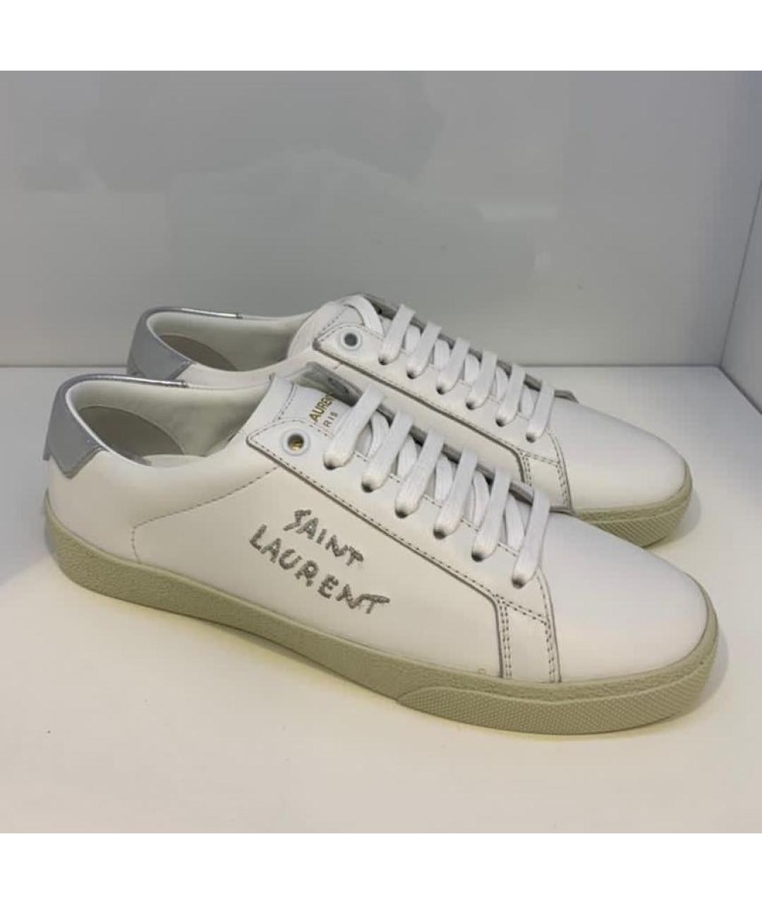 SAINT LAURENT Белые кожаные кеды, фото 2