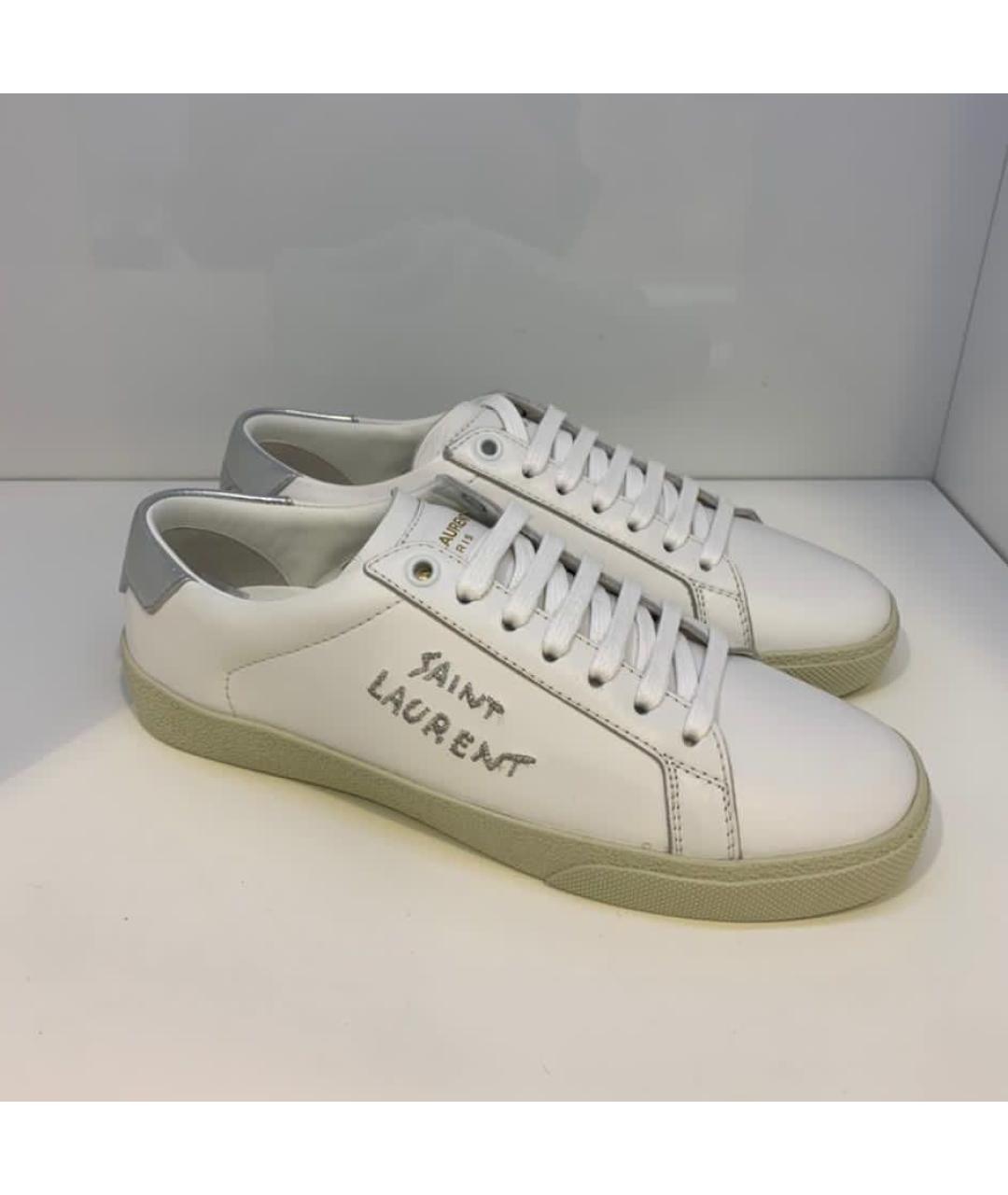 SAINT LAURENT Белые кожаные кеды, фото 3