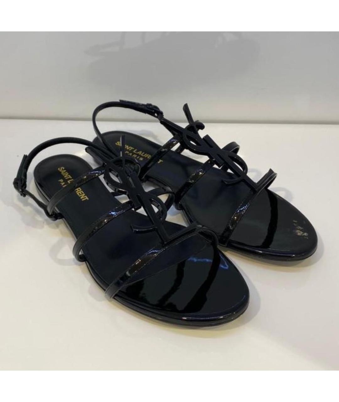 SAINT LAURENT Черные кожаные сандалии, фото 3