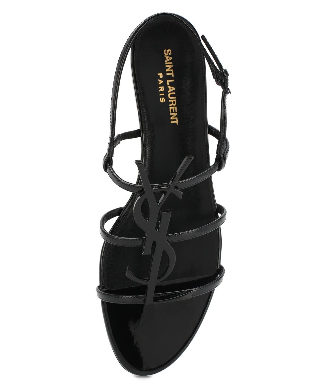 SAINT LAURENT Черные кожаные сандалии, фото 4