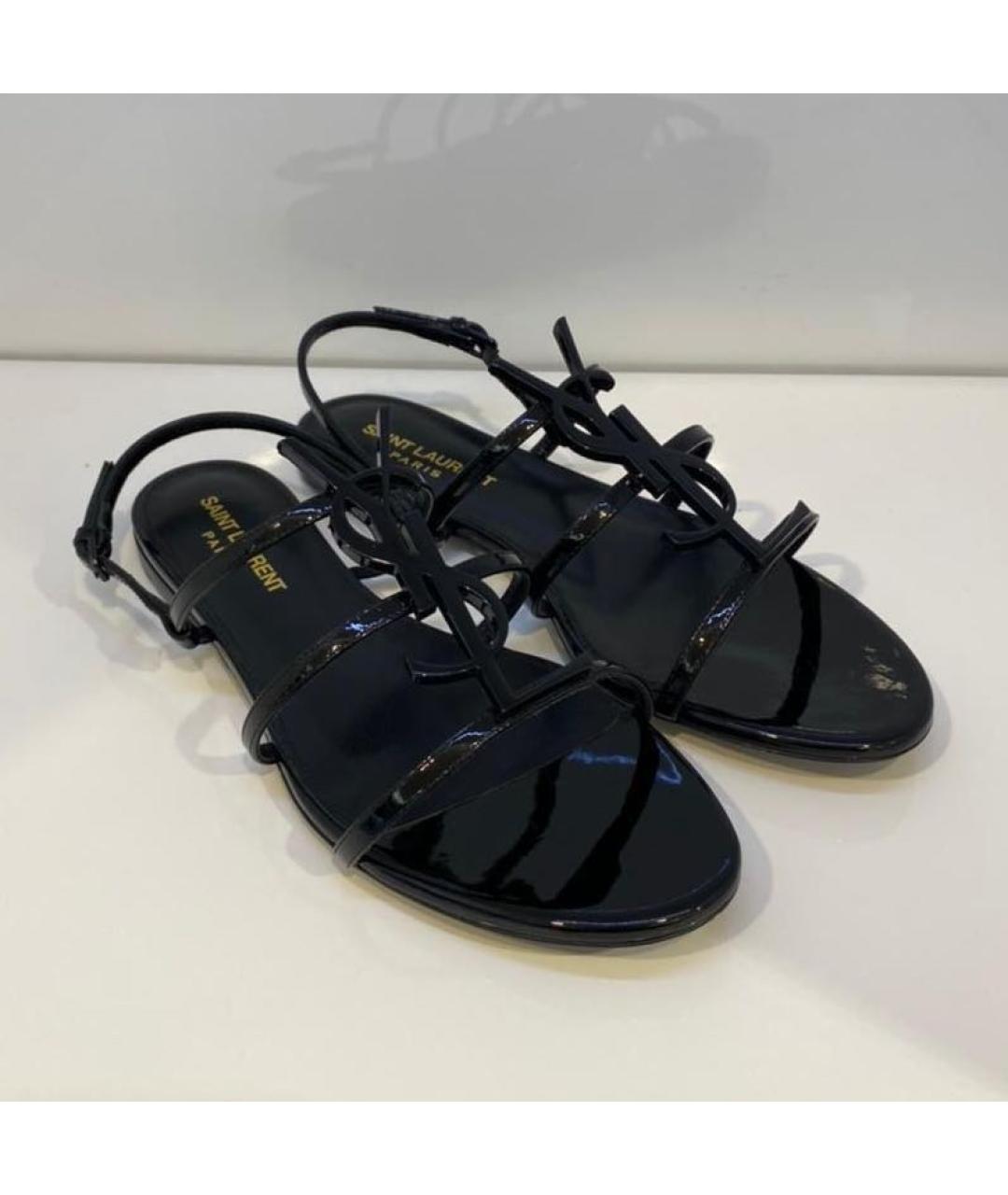 SAINT LAURENT Черные кожаные сандалии, фото 2