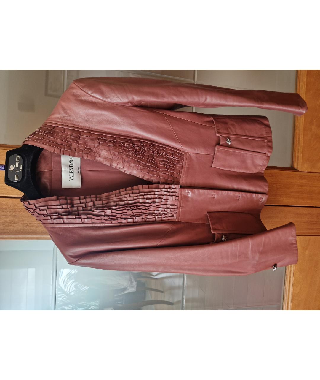 VALENTINO Бордовый кожаный жакет/пиджак, фото 7