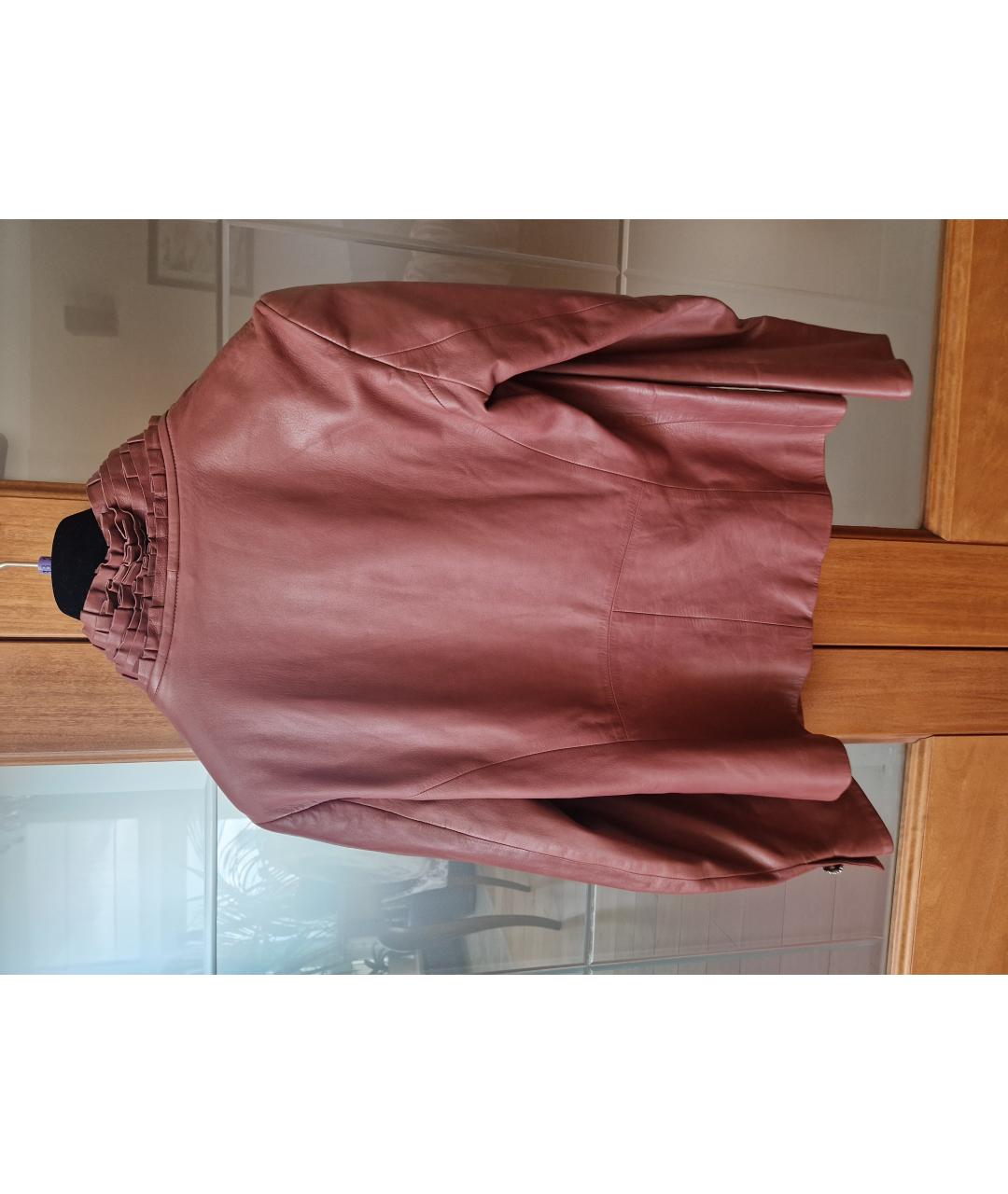 VALENTINO Бордовый кожаный жакет/пиджак, фото 2