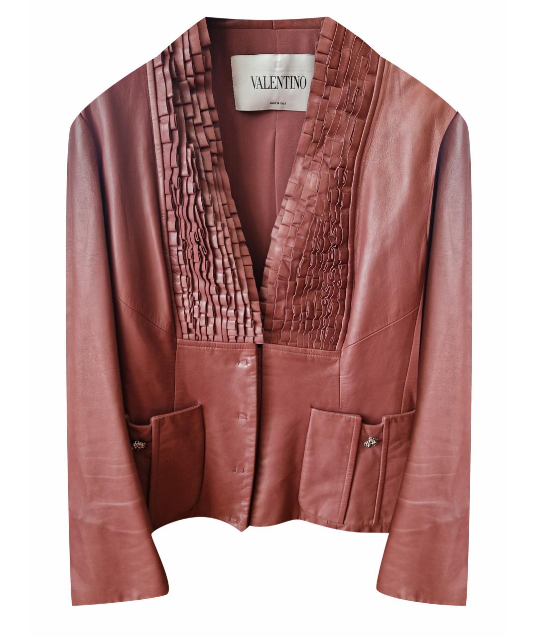 VALENTINO Бордовый кожаный жакет/пиджак, фото 1