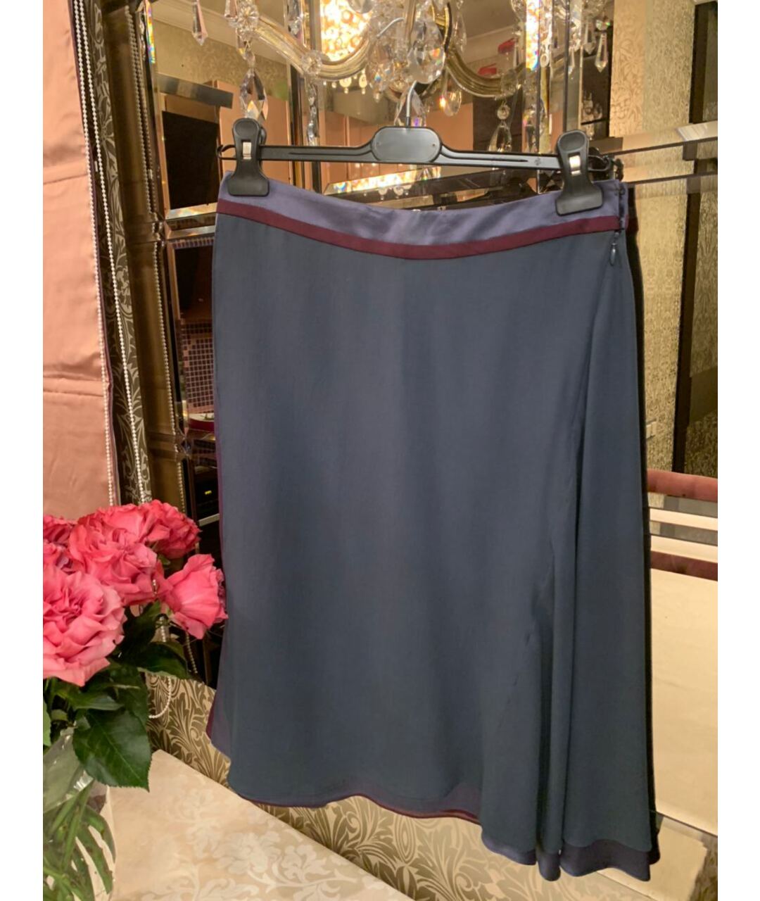 ETRO Серая шелковая юбка миди, фото 2