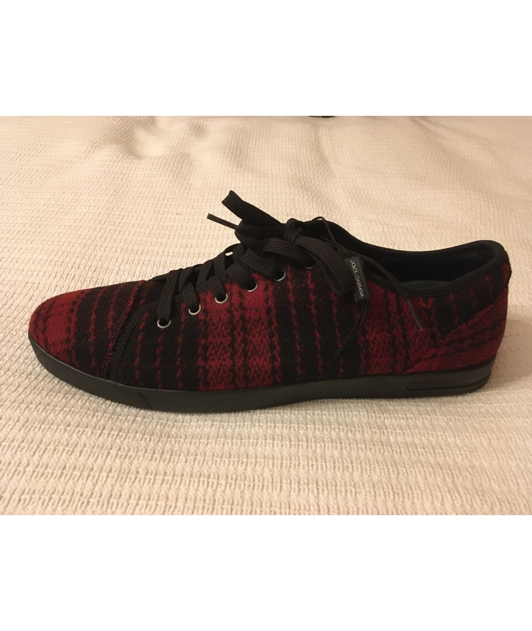 DOLCE&GABBANA Красные текстильные низкие кроссовки / кеды, фото 5